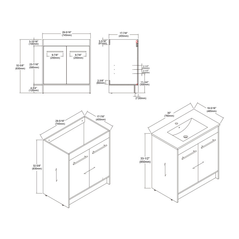 Millwood Pines Tickenham 30'' Freestanding Single Bathroom Vanity with